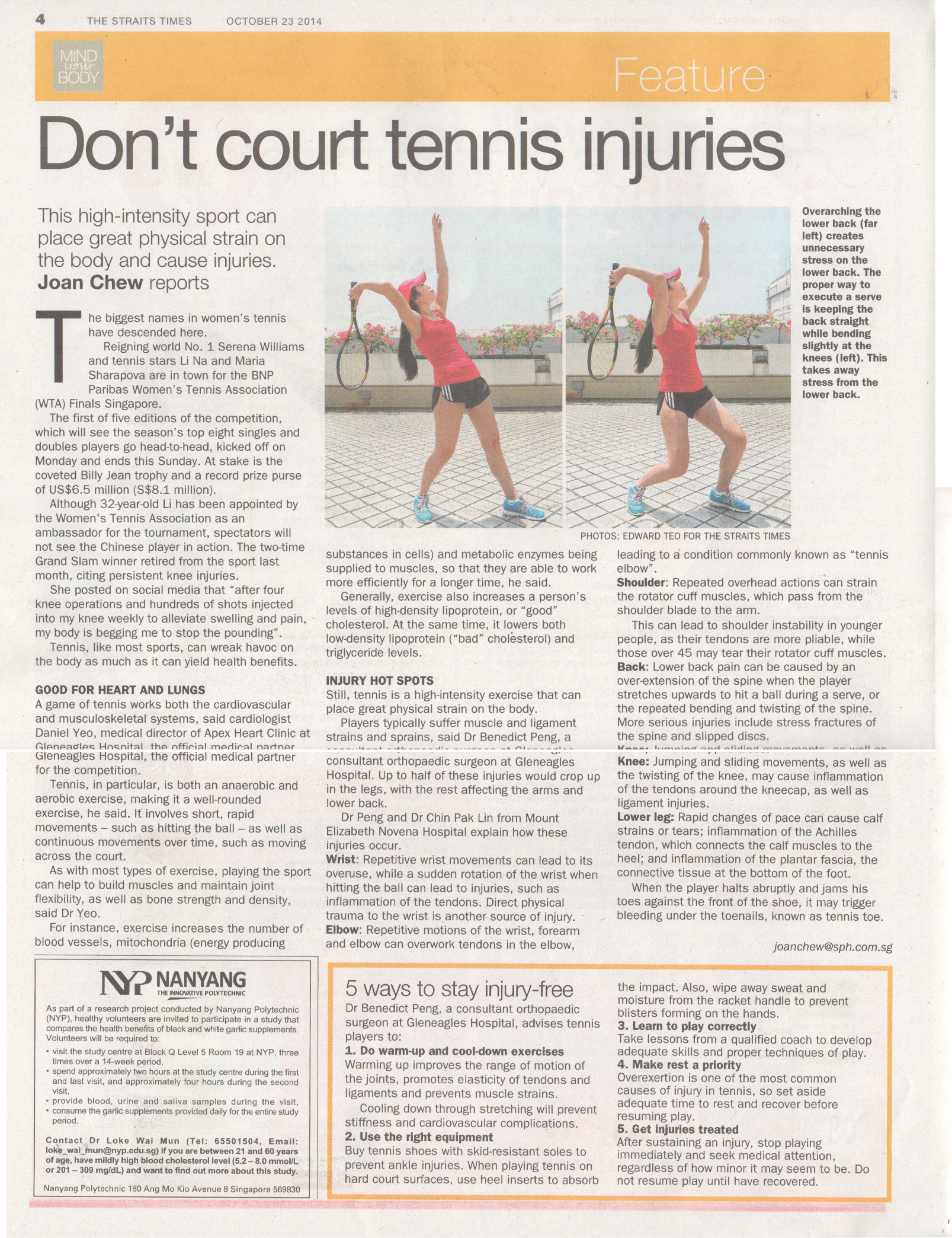 Common Tennis Injuries (Mind Your Body Article)