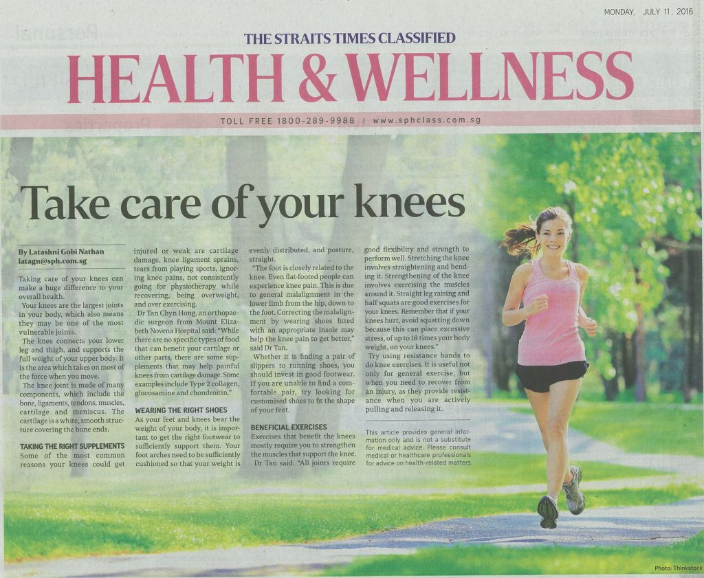 Healthy Knees Tips on The Straits Times